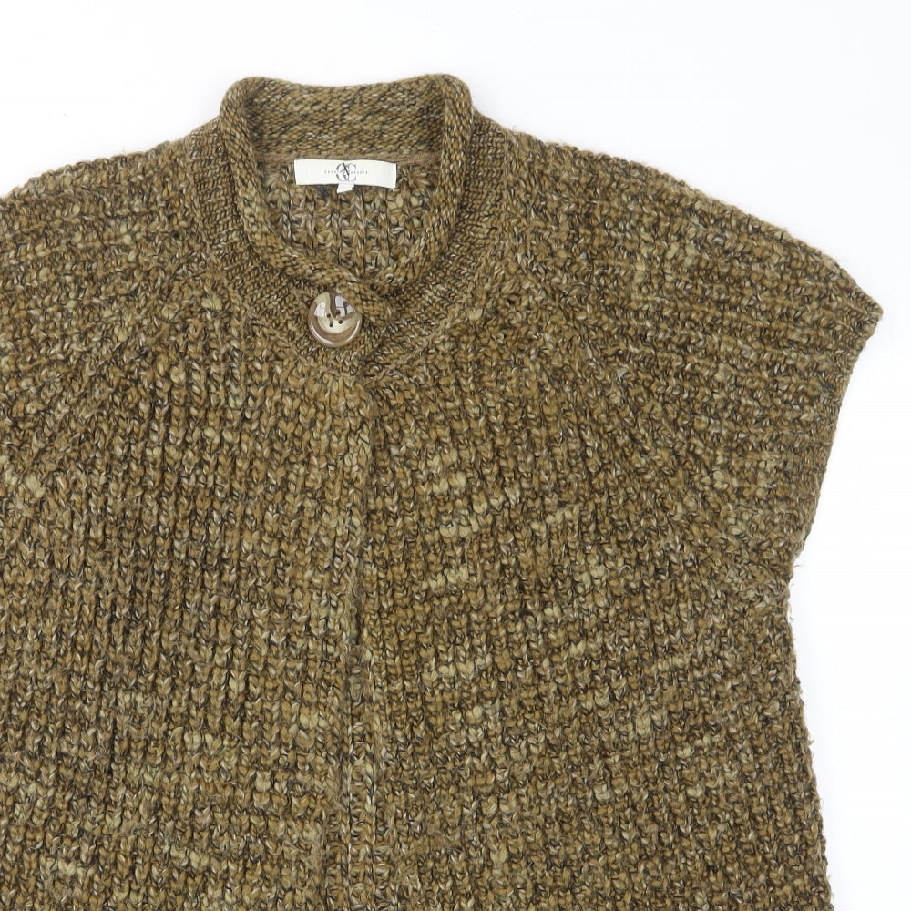 Country Casuals Womens Green Crew Neck Acrylic Cardigan Jumper Size L - Button, Embroided