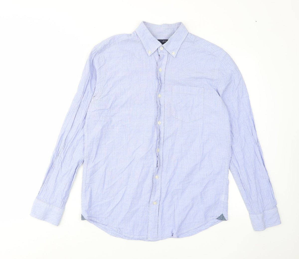 Gap Mens Blue Cotton Button-Up Size M Collared Button - Pocket