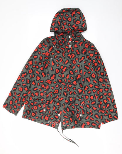 NEXT Womens Green Animal Print Jacket Coat Size 16 Zip - Pockets, Zips, Hood, Buttons