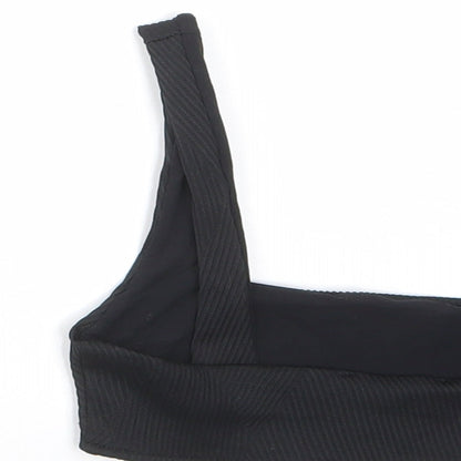 Strada Womens Black Polyester Cropped Tank Size S Square Neck