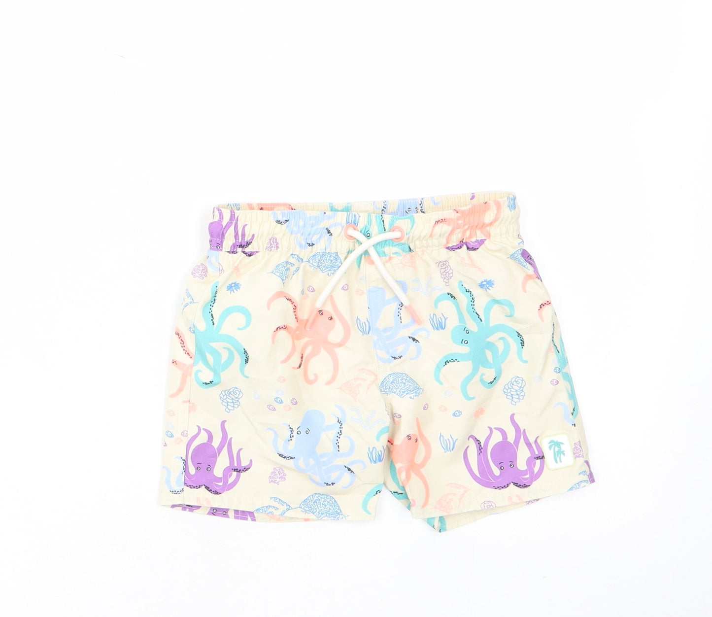 Marks and Spencer Baby Multicoloured Geometric Polyester Cropped Trousers Size 12-18 Months Drawstring - Jellyfish, Swim Short
