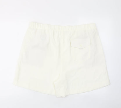 Marks and Spencer Womens Ivory Polyester Bermuda Shorts Size 20 L8 in Regular Pull On - Pockets, Elastic waist