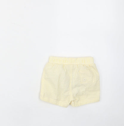 marks and Girls Yellow Plaid Cotton Cropped Trousers Size 3-6 Months Drawstring