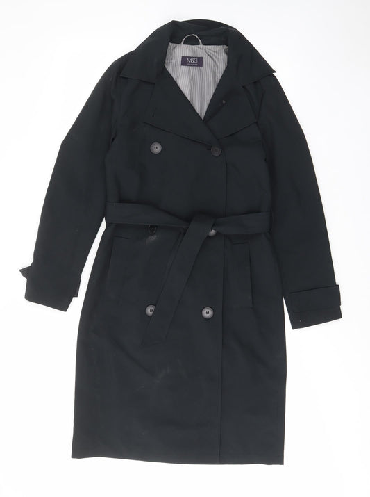 Womens UK Size 8 Marks and Spencer Black Overcoat