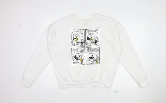 Disney Womens White Round Neck Polyester Pullover Jumper Size M - Winnie the Pooh