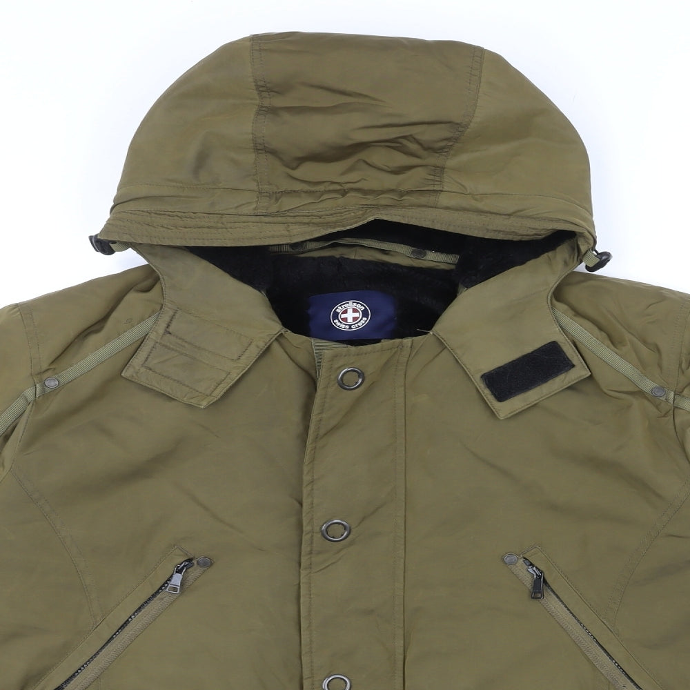 Mens UK Size L Strellson Green Rain Coat