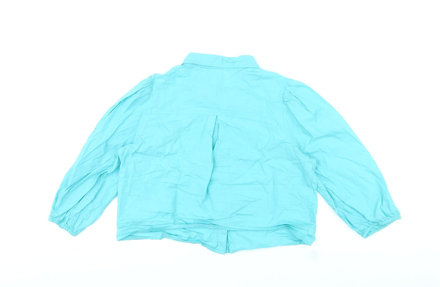 Womens UK Size L Neon Rose Blue Cropped Blouse