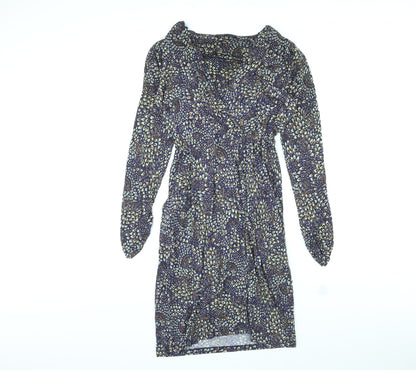 Autograph Womens Multicoloured Floral Viscose Mini Size 10 V-Neck Pullover