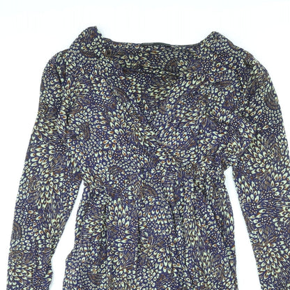 Autograph Womens Multicoloured Floral Viscose Mini Size 10 V-Neck Pullover