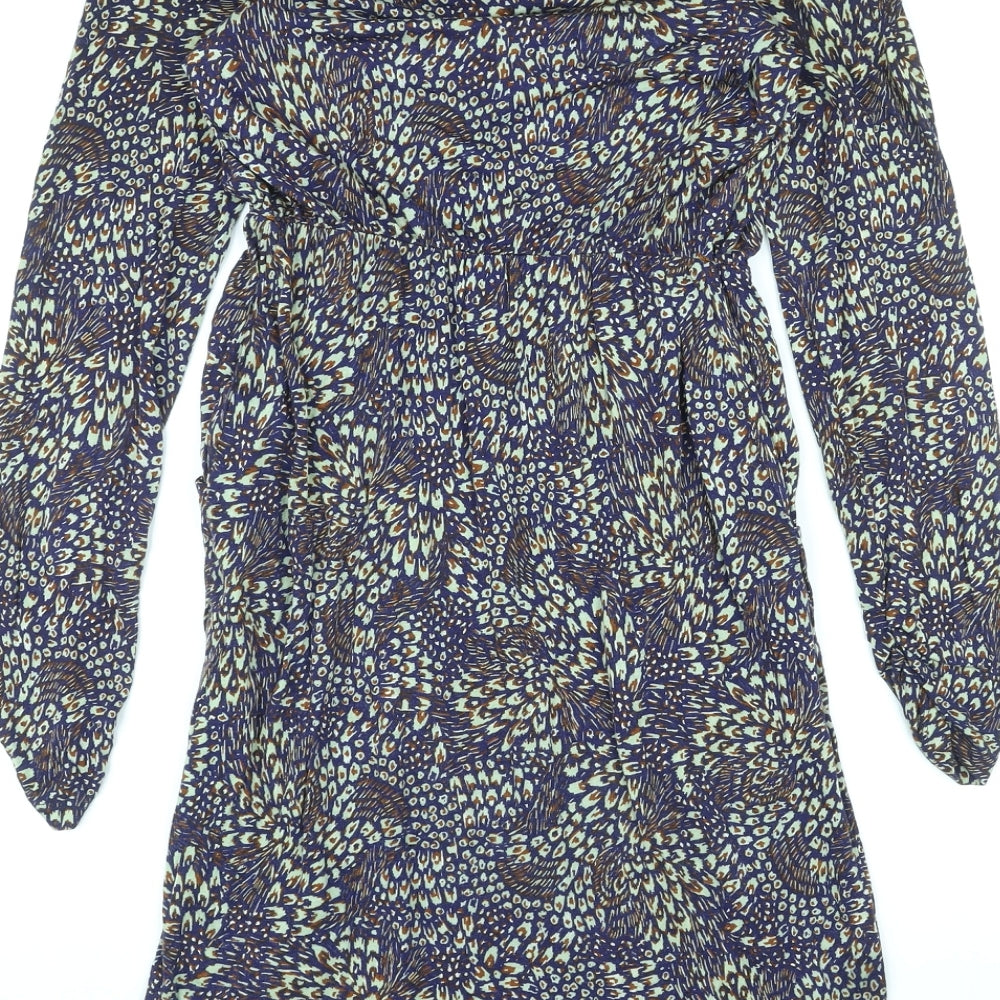 Autograph Womens Multicoloured Floral Viscose Mini Size 10 V-Neck Pullover