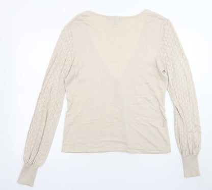 Womens UK Size L H&M Beige Cardigan Jumper