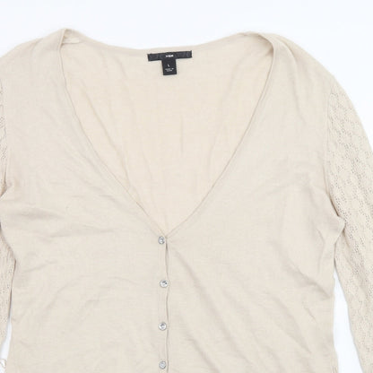 Womens UK Size L H&M Beige Cardigan Jumper