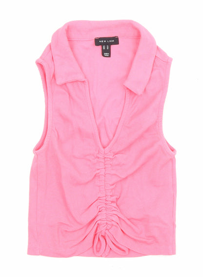 Womens UK Size 14 New Look Pink Basic Tank