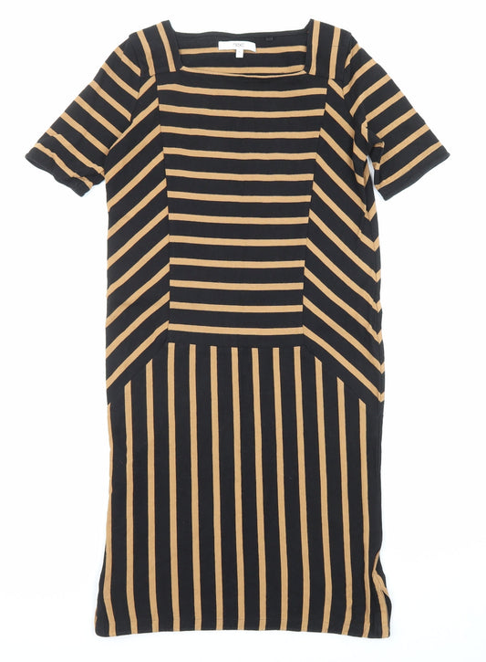 NEXT Womens Black Striped Cotton Mini Size 6 Square Neck Pullover