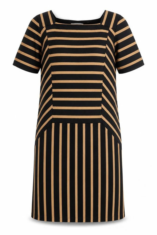 NEXT Womens Black Striped Cotton Mini Size 6 Square Neck Pullover