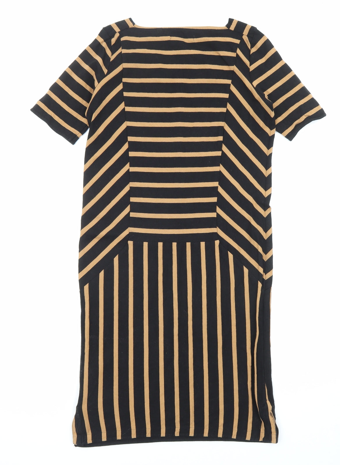 NEXT Womens Black Striped Cotton Mini Size 6 Square Neck Pullover