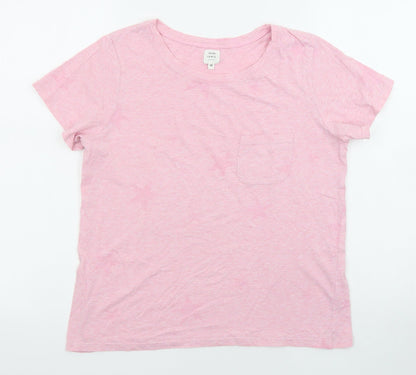 John Lewis Womens Pink Cotton Basic T-Shirt Size 10 Crew Neck - Stars