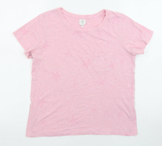 John Lewis Womens Pink Cotton Basic T-Shirt Size 10 Crew Neck - Stars