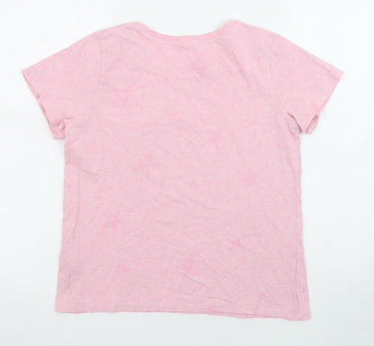 John Lewis Womens Pink Cotton Basic T-Shirt Size 10 Crew Neck - Stars