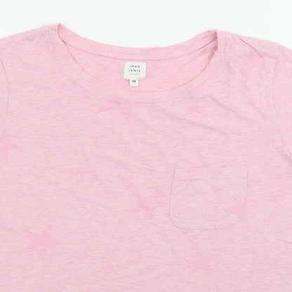 John Lewis Womens Pink Cotton Basic T-Shirt Size 10 Crew Neck - Stars