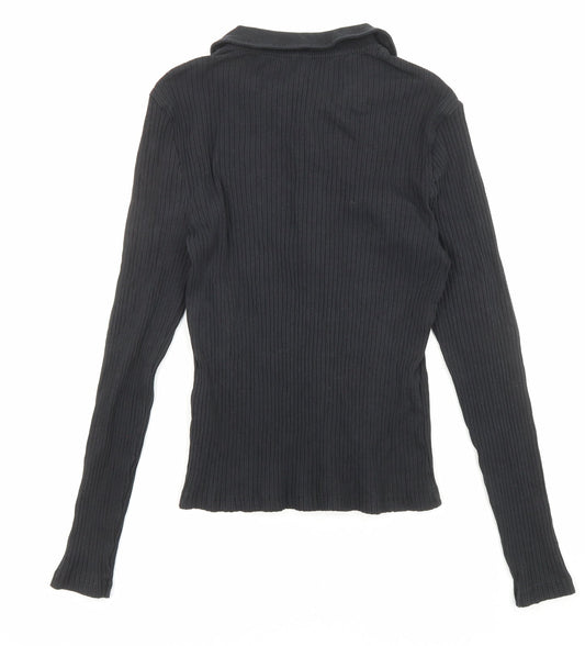 Womens UK Size L Only Black Basic Button-Up