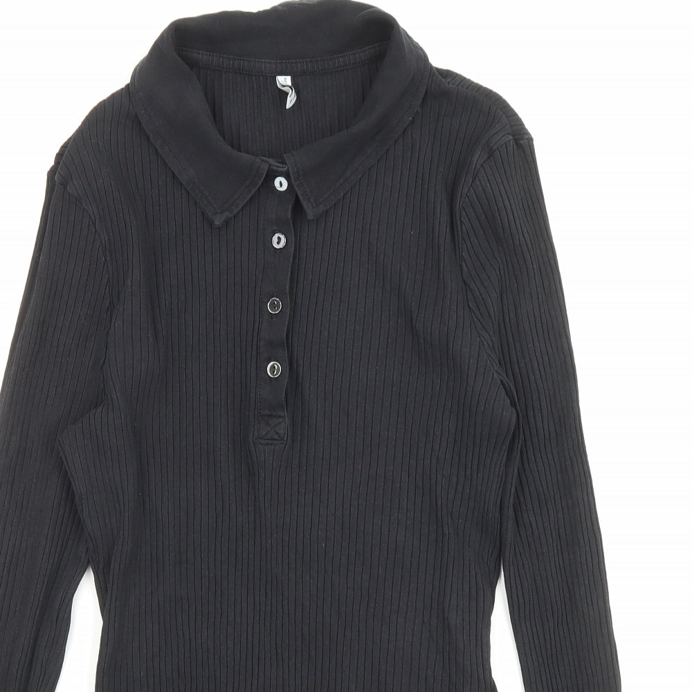 Womens UK Size L Only Black Basic Button-Up