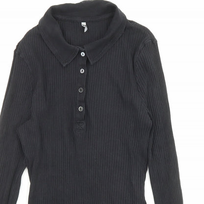 Womens UK Size L Only Black Basic Button-Up