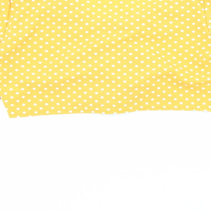 Boohoo Womens Yellow Polka Dot Polyester Cropped Blouse Size 8 V-Neck