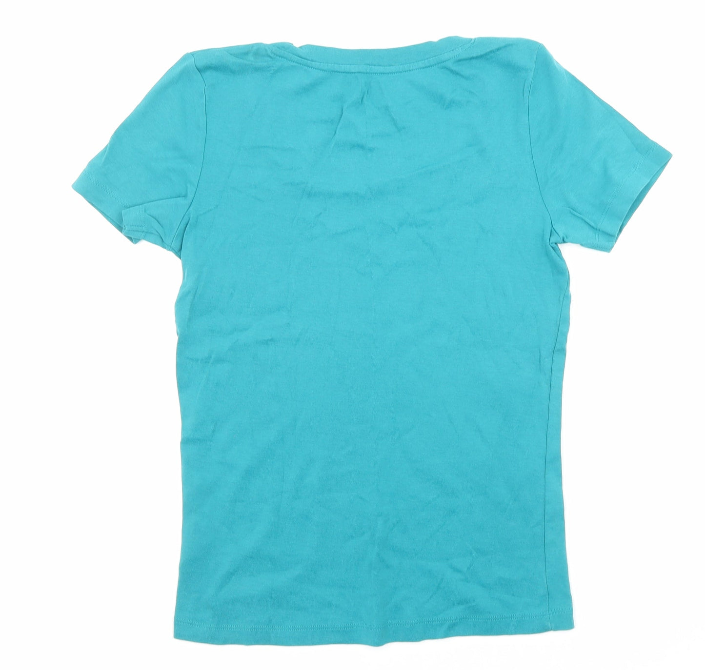 Bonmarché Womens Green Cotton Basic T-Shirt Size S Square Neck