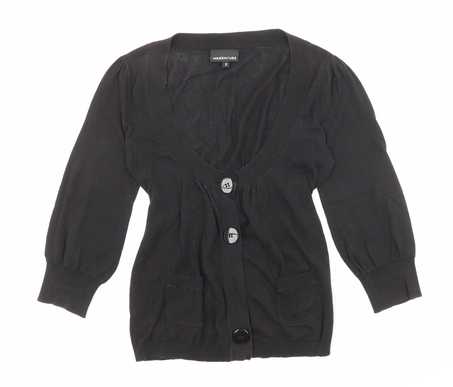Womens UK Size 10 Warehouse Black Cardigan Jumper