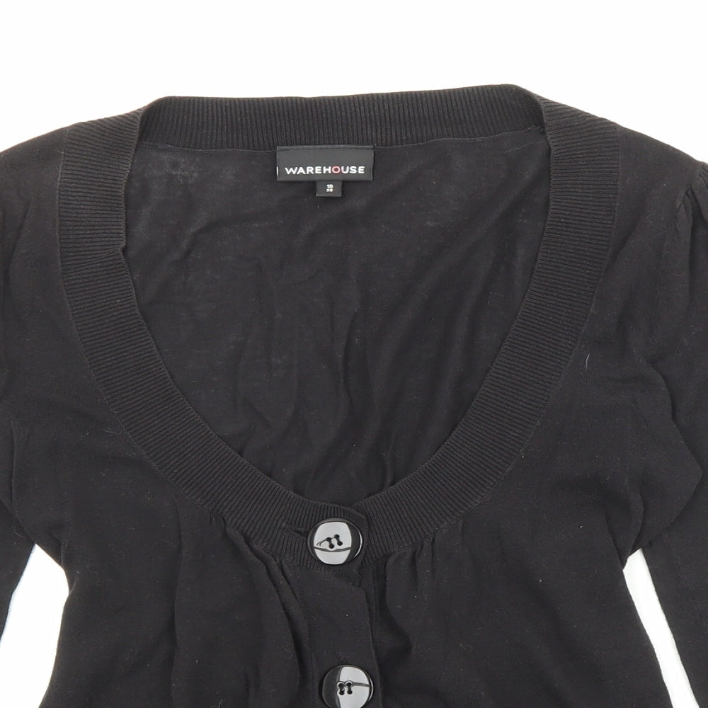 Womens UK Size 10 Warehouse Black Cardigan Jumper