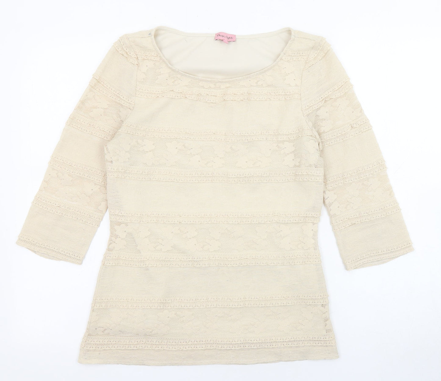 Womens UK Size 10 Phase Eight Beige Basic T-Shirt