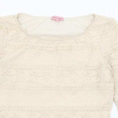 Womens UK Size 10 Phase Eight Beige Basic T-Shirt