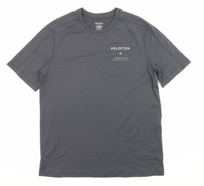 Peleton Mens Grey Nylon Jersey T-Shirt Size S Crew Neck Pullover