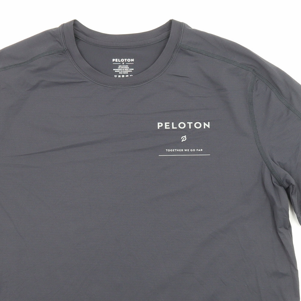 Peleton Mens Grey Nylon Jersey T-Shirt Size S Crew Neck Pullover