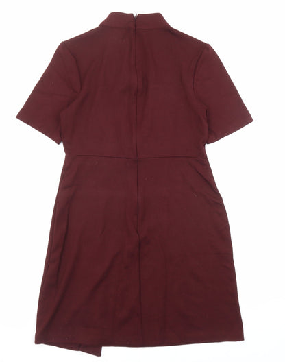 Warehouse Womens Red Viscose A-Line Size 10 Halter Zip