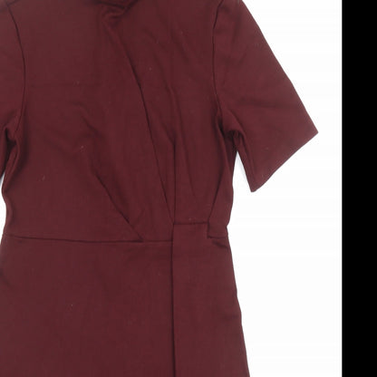 Warehouse Womens Red Viscose A-Line Size 10 Halter Zip