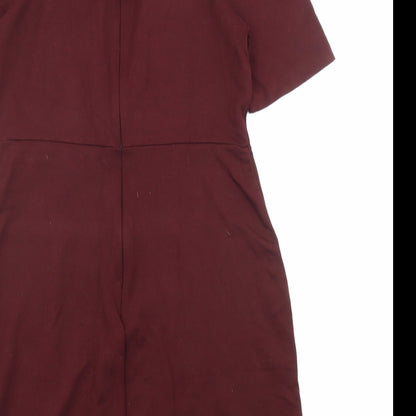 Warehouse Womens Red Viscose A-Line Size 10 Halter Zip