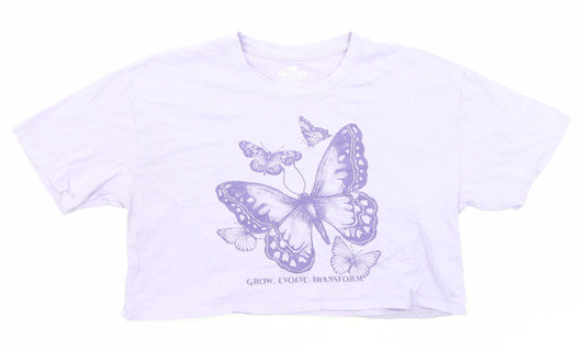 Womens UK Size XS Hollister Purple Cropped T-Shirt