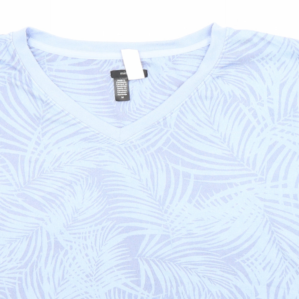 Midnight Womens Blue V-Neck Geometric Polyester Pullover Jumper Size M