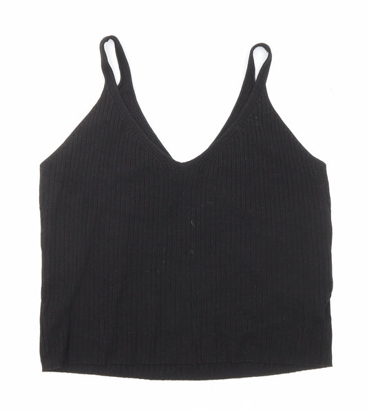 Divided by H&M Womens Black Viscose Camisole T-Shirt Size S Scoop Neck