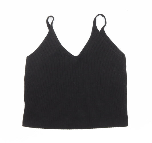 Divided by H&M Womens Black Viscose Camisole T-Shirt Size S Scoop Neck