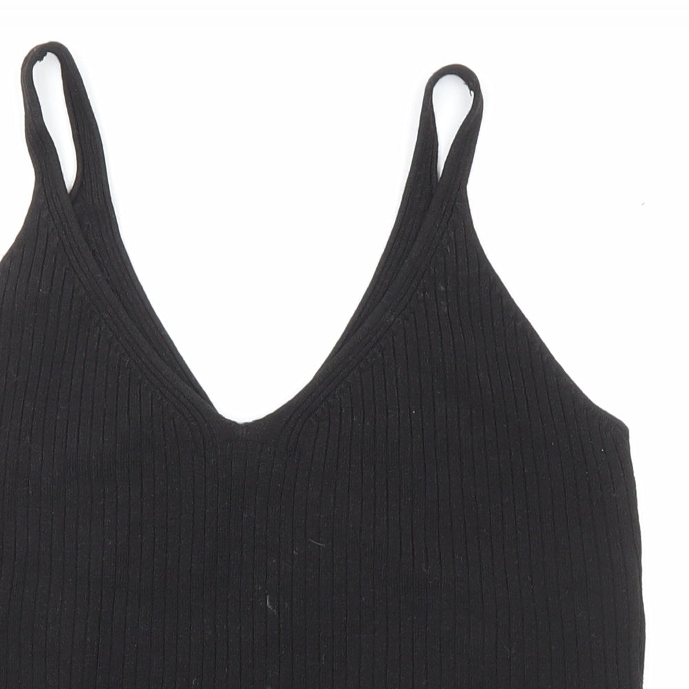 Divided by H&M Womens Black Viscose Camisole T-Shirt Size S Scoop Neck