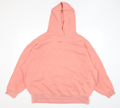 Reebok Womens Pink Cotton Pullover Hoodie Size L Pullover - Logo