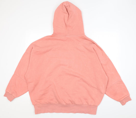 Reebok Womens Pink Cotton Pullover Hoodie Size L Pullover - Logo