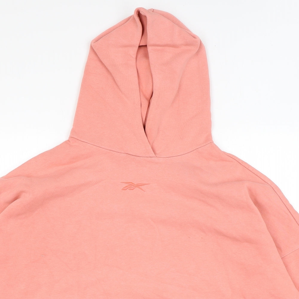 Reebok Womens Pink Cotton Pullover Hoodie Size L Pullover - Logo