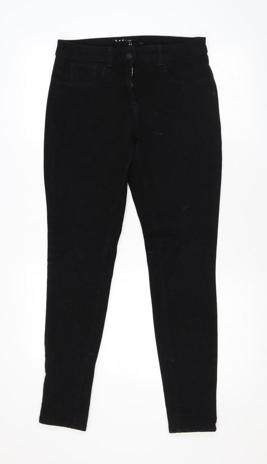 NEXT Womens Black Cotton Skinny Jeans Size 12 L28 in Regular Zip