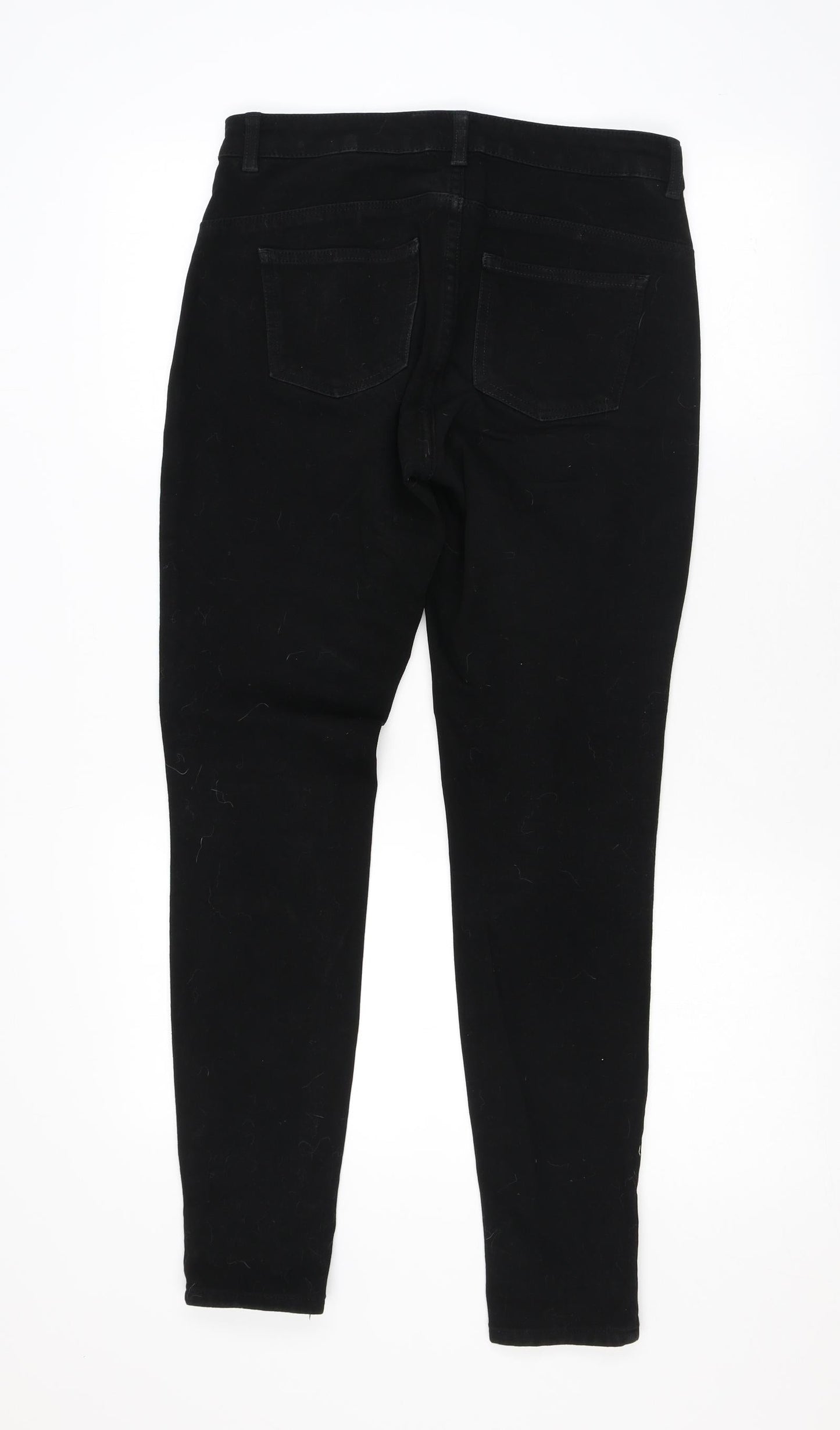 NEXT Womens Black Cotton Skinny Jeans Size 12 L28 in Regular Zip