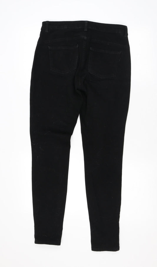 NEXT Womens Black Cotton Skinny Jeans Size 12 L28 in Regular Zip