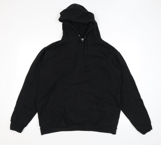 Mens UK Size L Stars & Stripes Black Pullover Hoodie